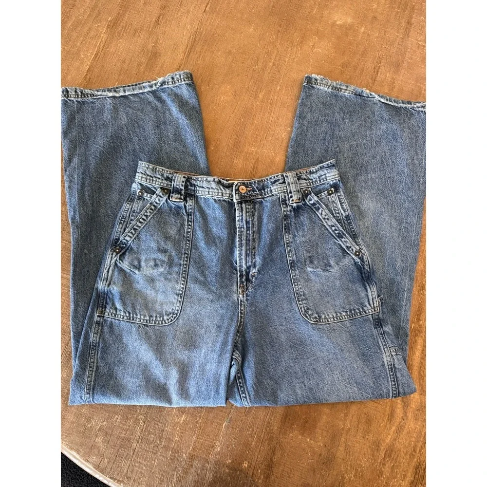 Free People We The Free Haywire High-Rise Wide‎ Leg Jeans Blue Size 31